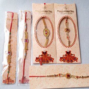 Lot of 5 Fashion Tied Ribbons, Designer Rakhi, New, NIP
